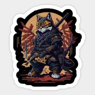 Samurai cat hip hop Sticker